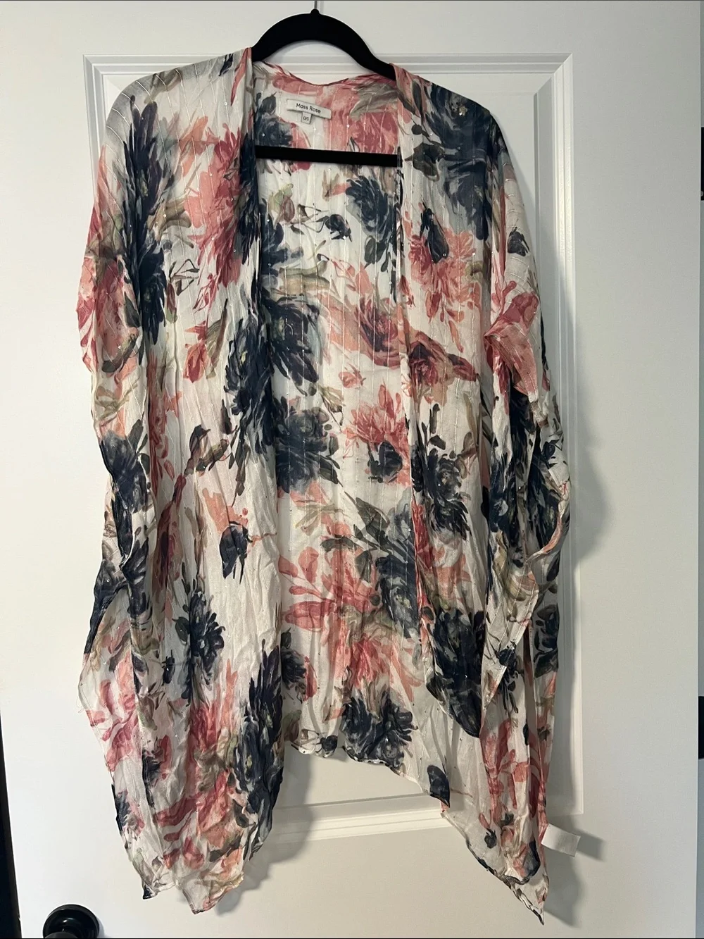 Pink Floral Beach Kimono Cover-Up for Women